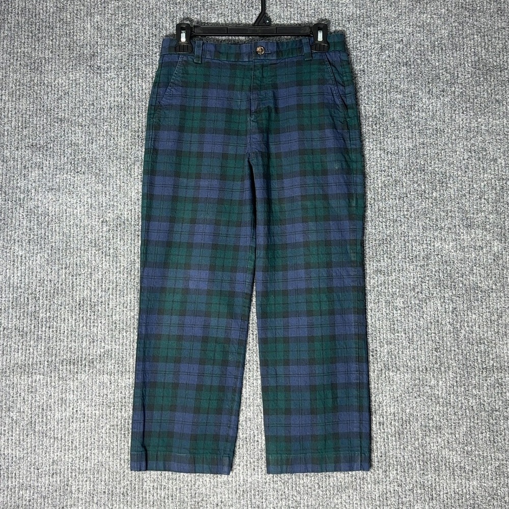 Brooks Brothers Fleece Plaid Chino Boys 14 Green Blue Black Watch Tartan‎